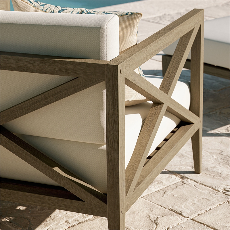 Northlake Outdoor Patio Teak Armchair in Weathered Gray White