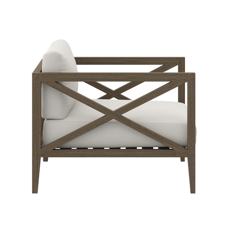 Northlake Outdoor Patio Teak Armchair in Weathered Gray White
