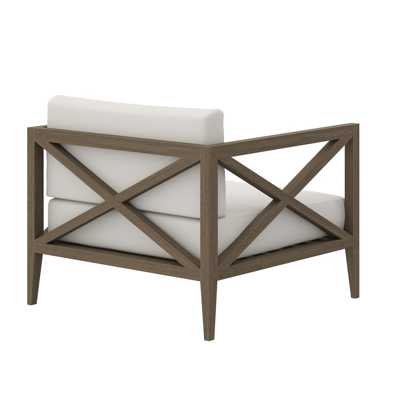 Northlake Outdoor Patio Teak Armchair in Weathered Gray White