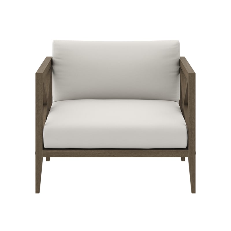 Northlake Outdoor Patio Teak Armchair in Weathered Gray White
