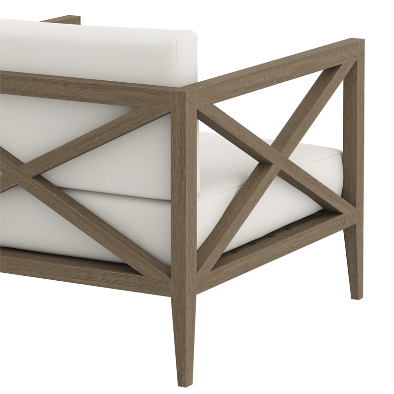 Northlake Outdoor Patio Teak Armchair in Weathered Gray White