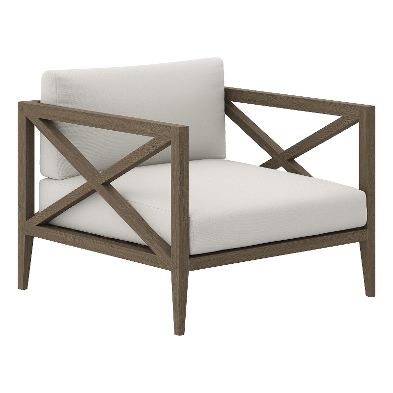 Northlake Outdoor Patio Teak Armchair in Weathered Gray White