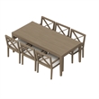 Modway Northlake 7-Piece Outdoor Patio Teak Wood Dining Set in Weathered Gray
