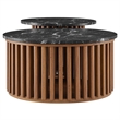 Fortitude Round Faux Marble Top Nesting Coffee Table Set in Walnut Black