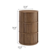 Clement Round Pedestal Stand Storage Table With Sliding Tambour Doors
