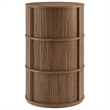 Clement Round Pedestal Stand Storage Table With Sliding Tambour Doors