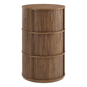 Clement Round Pedestal Stand Storage Table With Sliding Tambour Doors