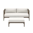 Northlake Outdoor Patio Teak Wood Loveseat and Ottoman Set in Weathered Gray