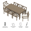 Modway Northlake 9-Piece Outdoor Patio Teak Wood Dining Set in Weathered Gray
