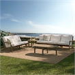 Modway Saratoga 4-Piece Outdoor Patio Teak Wood Furniture Set in Weathered Gray