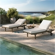 Saratoga Outdoor Patio Teak Wood 3-Piece Chaise Lounge Furniture Set