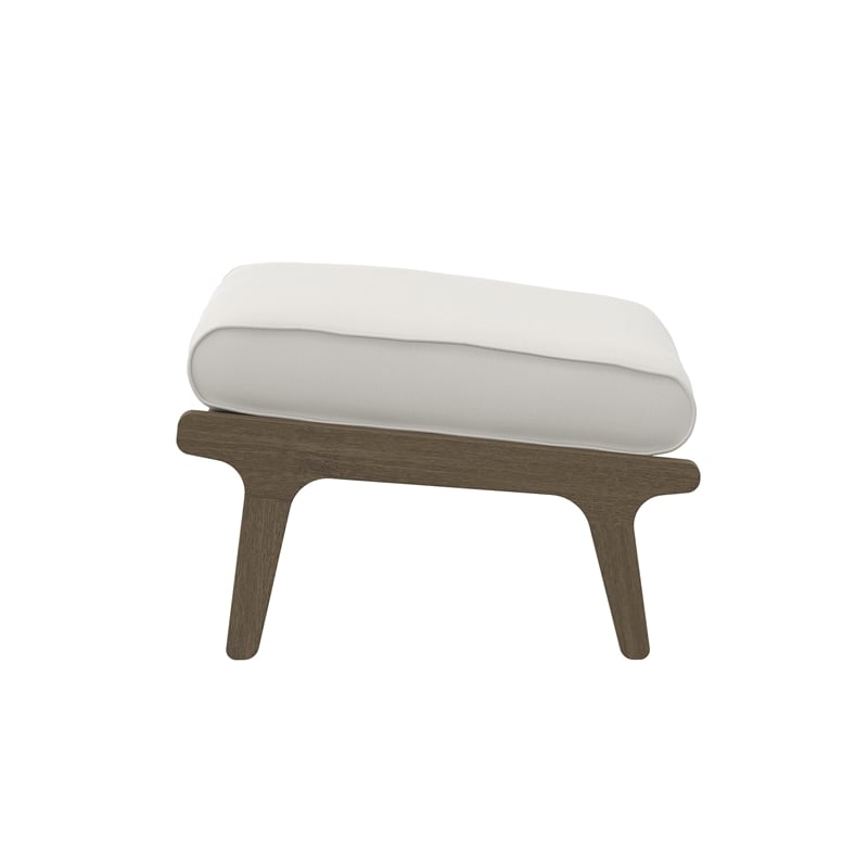 Saratoga Outdoor Patio Teak Ottoman in Weathered Gray White