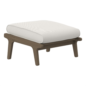 Saratoga Outdoor Patio Teak Ottoman in Weathered Gray White