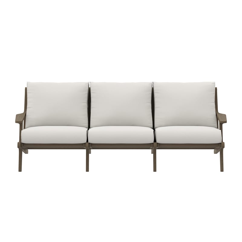 Modway Saratoga Outdoor Patio Teak Sofa in Weathered Gray White