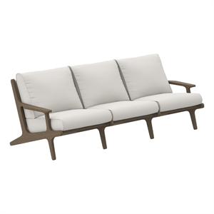 Modway Saratoga Outdoor Patio Teak Sofa in Weathered Gray White