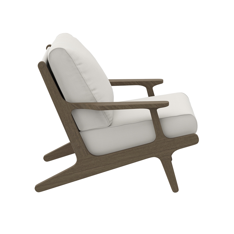 Saratoga Outdoor Patio Teak Wood Armchair in Weathered Gray White