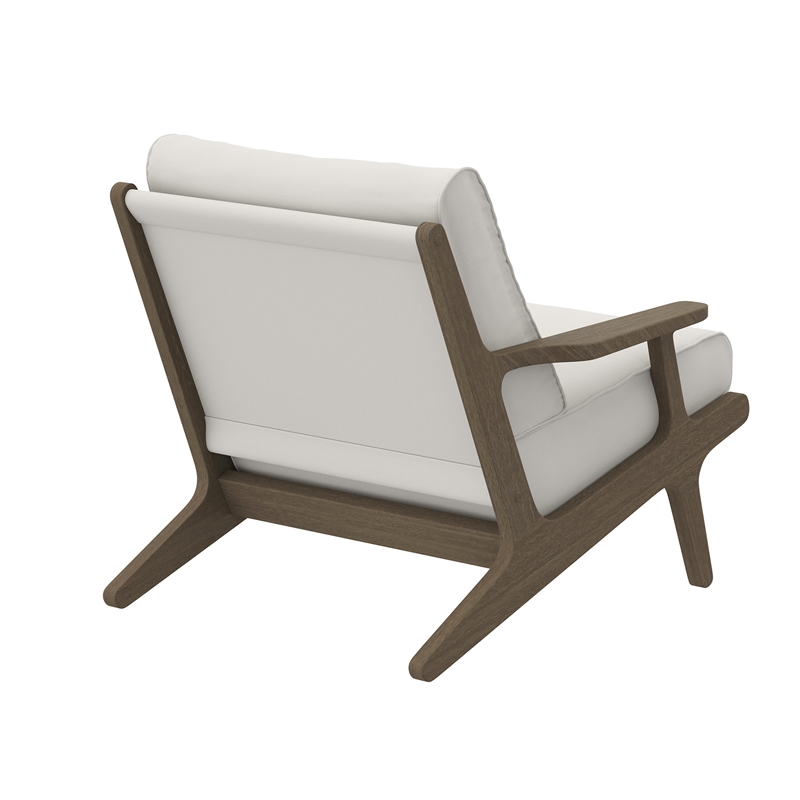 Saratoga Outdoor Patio Teak Wood Armchair in Weathered Gray White