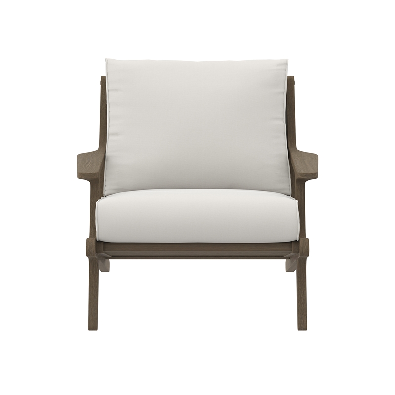 Saratoga Outdoor Patio Teak Wood Armchair in Weathered Gray White