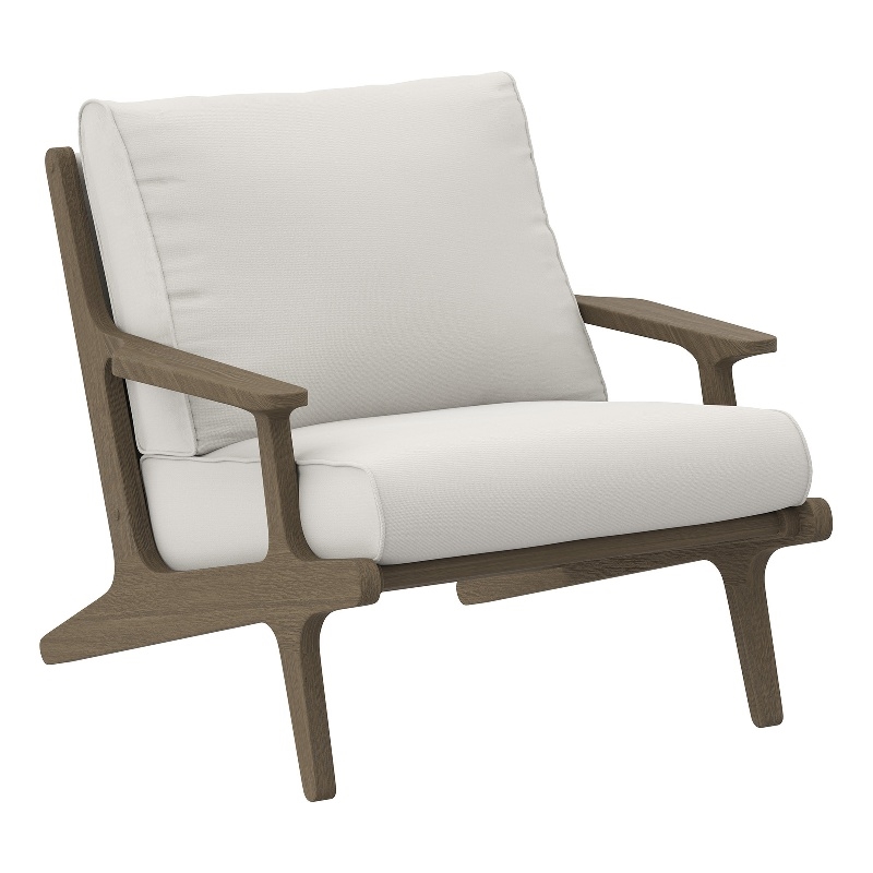 Saratoga Outdoor Patio Teak Wood Armchair in Weathered Gray White