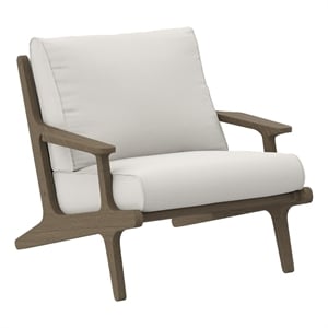 Saratoga Outdoor Patio Teak Wood Armchair in Weathered Gray White