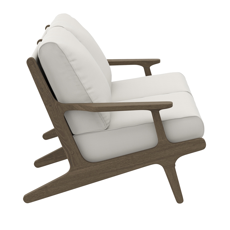 Saratoga Outdoor Patio Teak Wood Loveseat in Weathered Gray White