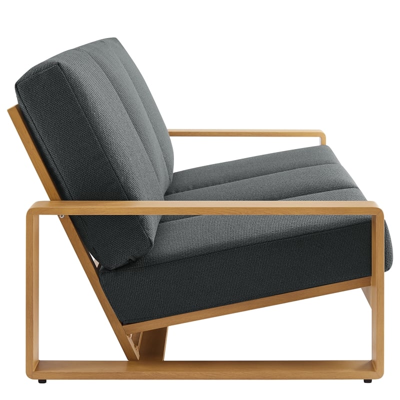 Lirienne 2-Piece Patio Aluminum Faux Wood Furniture Set in Charcoal Natural