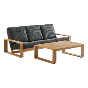 Lirienne 2-Piece Patio Aluminum Faux Wood Furniture Set in Charcoal Natural