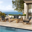 Modway Lirienne 4-PC Patio Aluminum Faux Wood Furniture Set in Charcoal/Natural