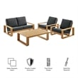 Modway Lirienne 4-PC Patio Aluminum Faux Wood Furniture Set in Charcoal/Natural