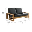 Modway Lirienne 4-PC Patio Aluminum Faux Wood Furniture Set in Charcoal/Natural