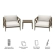 Northlake 3-Piece Patio Teak Wood Furniture Set with Armchair and Side Table