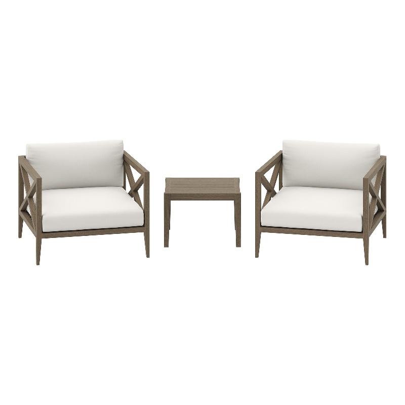 Northlake 3-Piece Patio Teak Wood Furniture Set with Armchair and Side Table