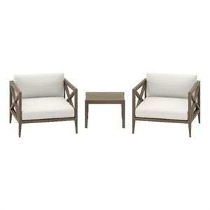 Northlake 3-Piece Patio Teak Wood Furniture Set with Armchair and Side Table