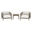 Northlake 3-Piece Patio Teak Wood Furniture Set with Armchair and Side Table