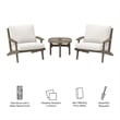 Modway Saratoga 3-PC Patio Teak Wood Furniture Set with Lounge Chairs/Side Table
