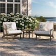 Modway Saratoga 3-PC Patio Teak Wood Furniture Set with Lounge Chairs/Side Table