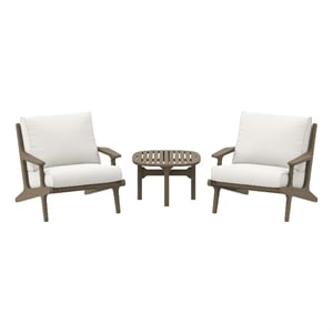 Modway Saratoga 3-PC Patio Teak Wood Furniture Set with Lounge Chairs/Side Table