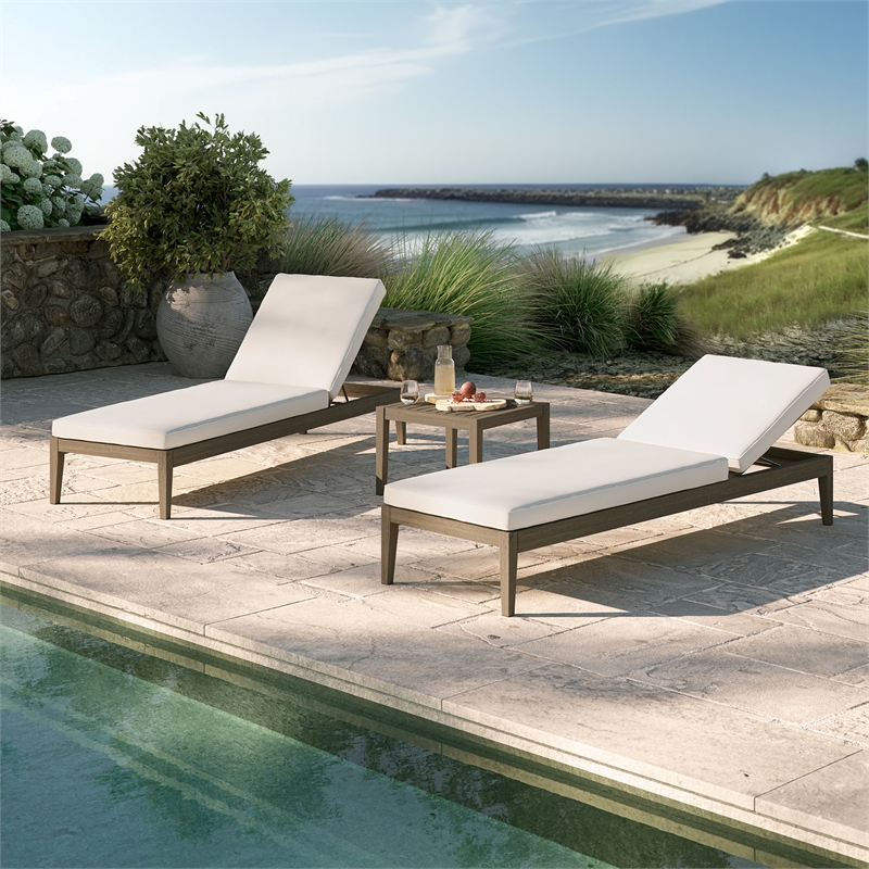 Northlake 3-Piece Patio Teak Furniture Set with Chaise Lounges and Side Table