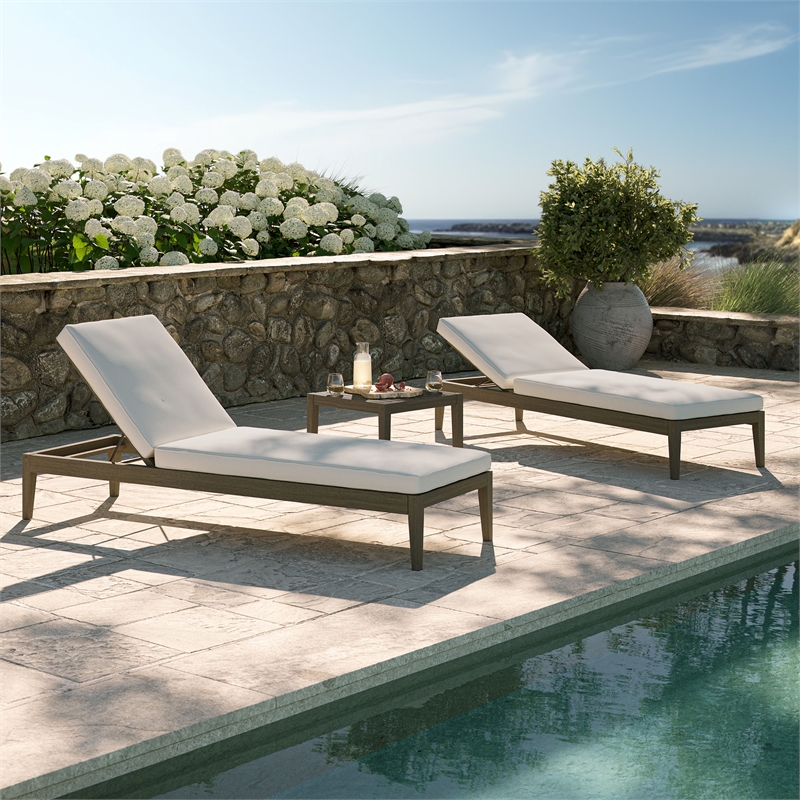 Northlake 3-Piece Patio Teak Furniture Set with Chaise Lounges and Side Table