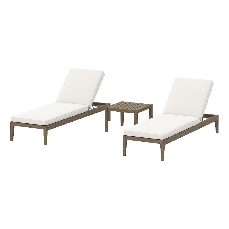 Northlake 3-Piece Patio Teak Furniture Set with Chaise Lounges and Side Table