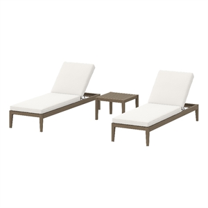 Northlake 3-Piece Patio Teak Furniture Set with Chaise Lounges and Side Table