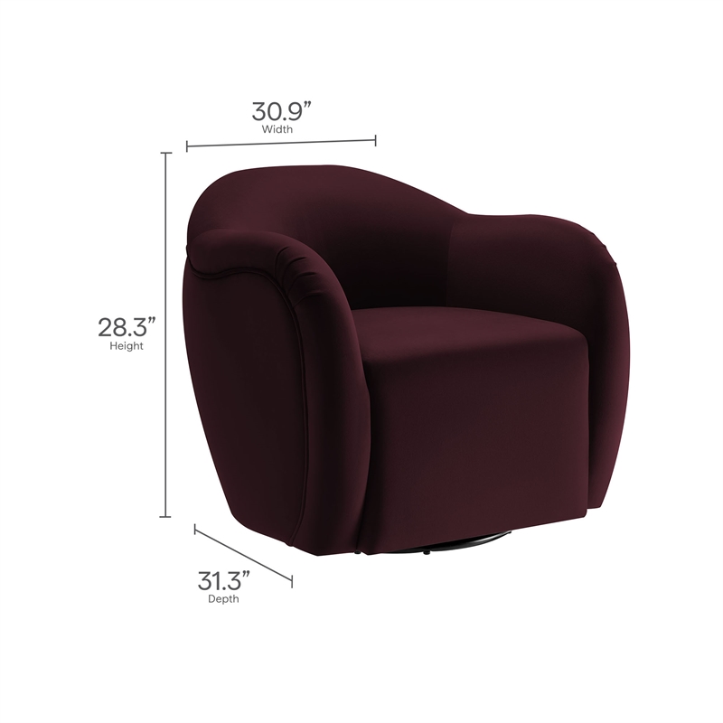 Compose Performance Velvet Swivel Armchair in Mulberry