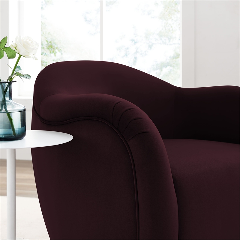 Compose Performance Velvet Swivel Armchair in Mulberry