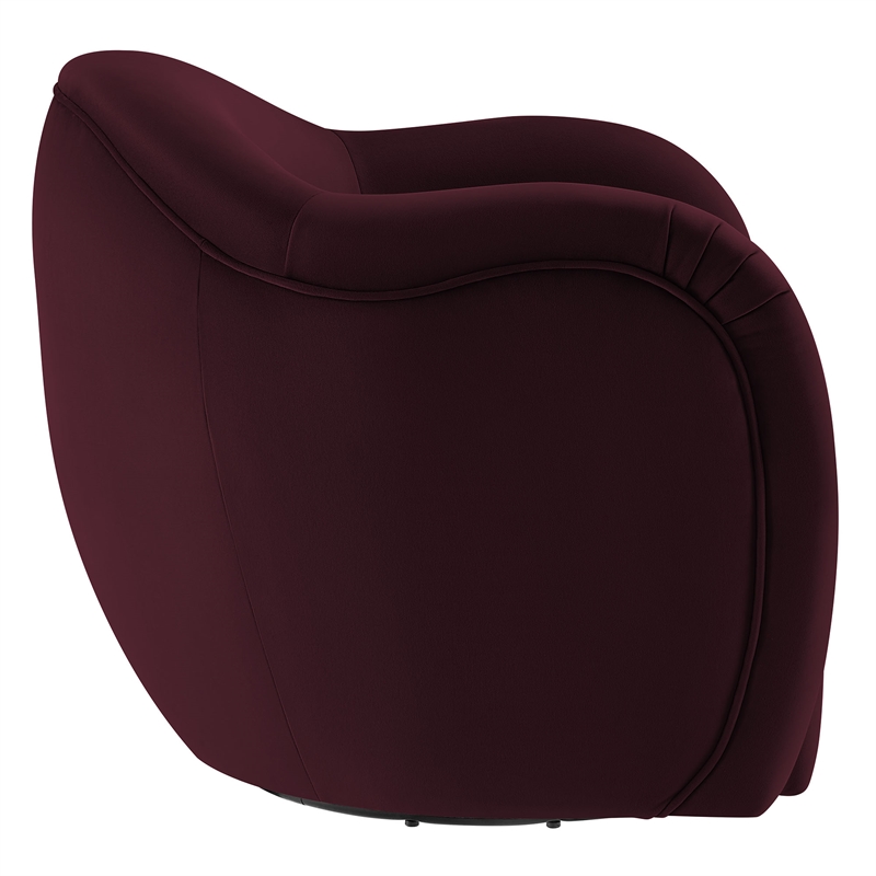 Compose Performance Velvet Swivel Armchair in Mulberry