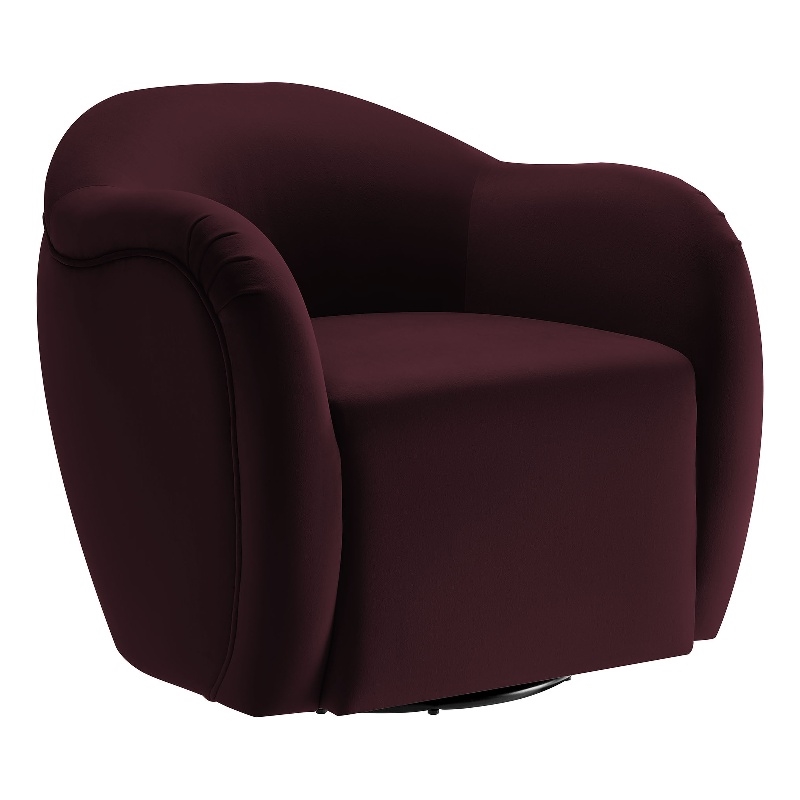 Compose Performance Velvet Swivel Armchair in Mulberry