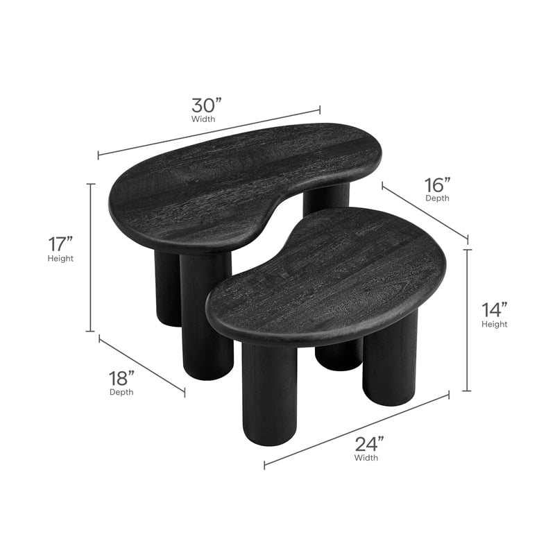 Hackney Mango Wood Nesting Coffee Table Set in Black