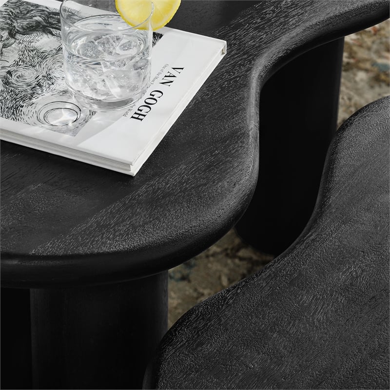 Hackney Mango Wood Nesting Coffee Table Set in Black