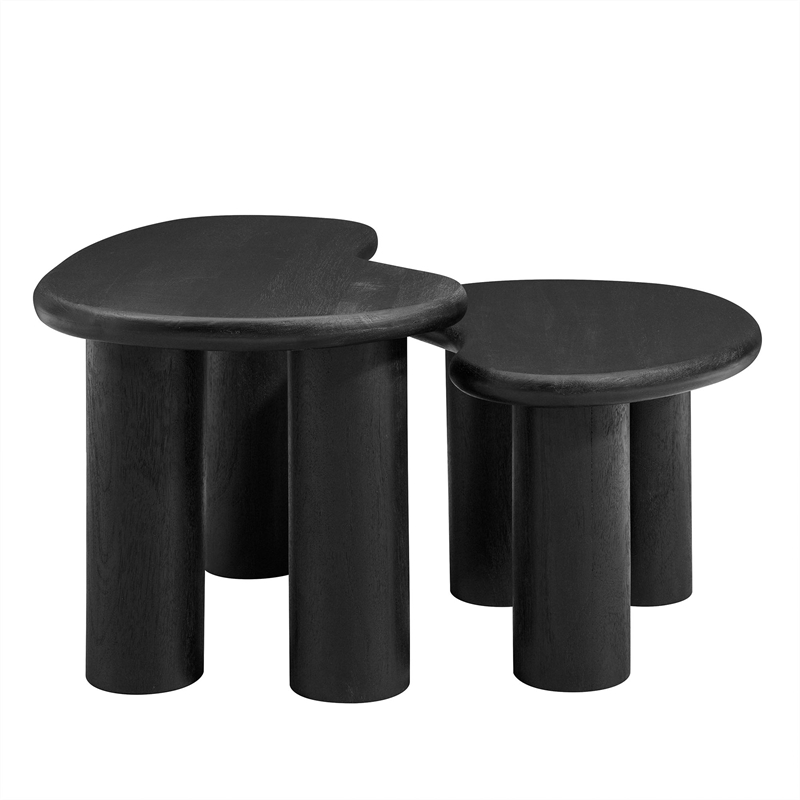 Hackney Mango Wood Nesting Coffee Table Set in Black