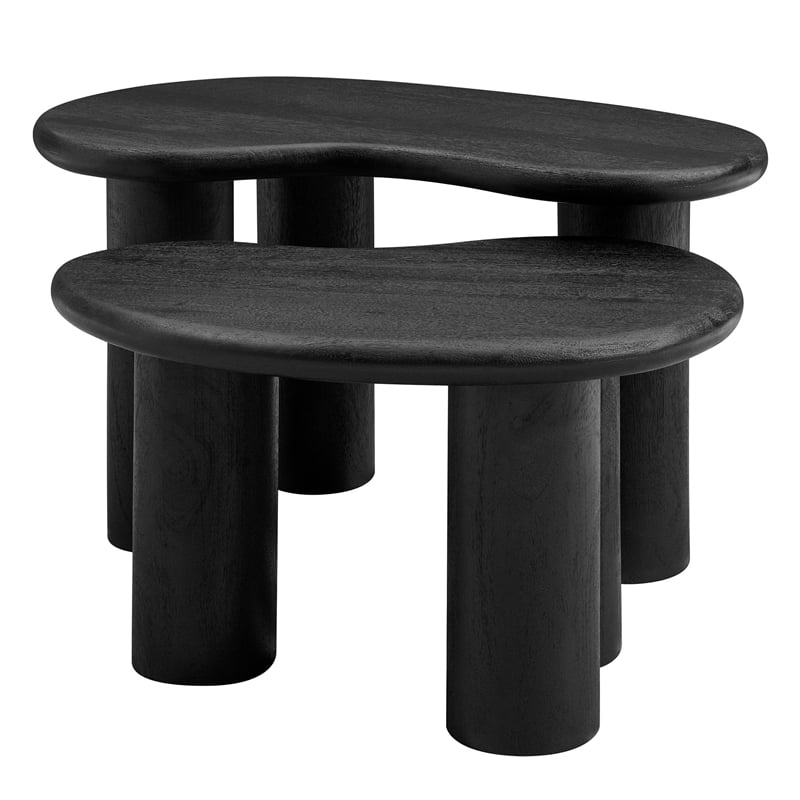 Hackney Mango Wood Nesting Coffee Table Set in Black