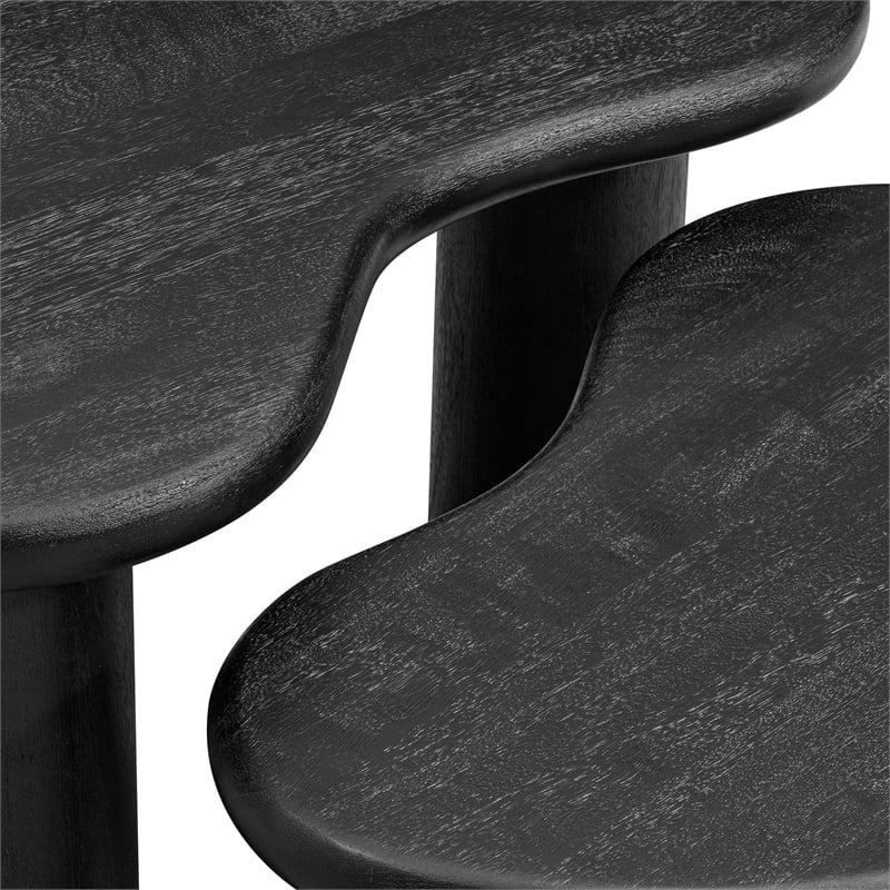 Hackney Mango Wood Nesting Coffee Table Set in Black